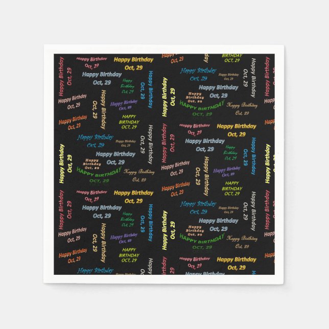 Serviette En Papier Papier serviettes Octobre, 29 Anniversaire (Devant)