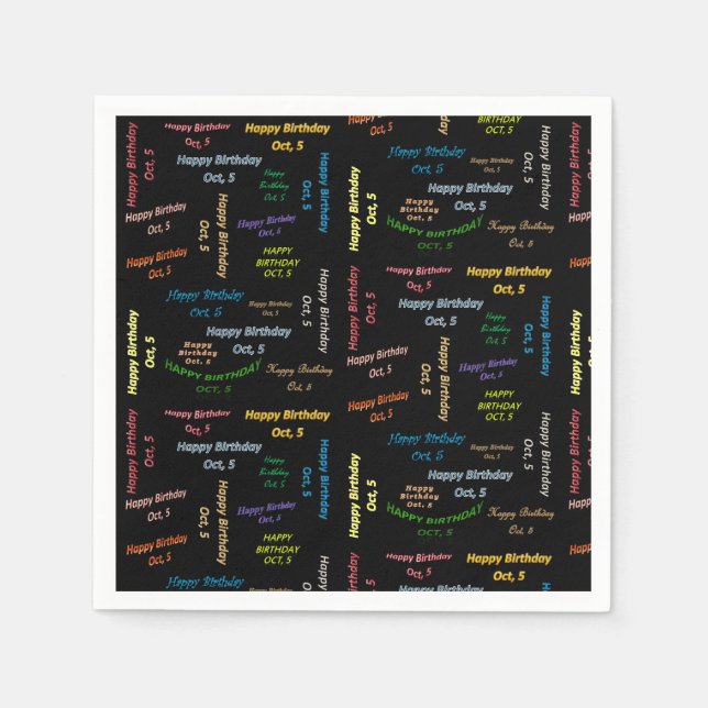 Serviette En Papier Papier serviettes octobre, 5 anniversaire (Devant)