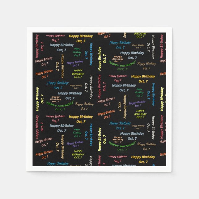 Serviette En Papier Papier serviettes octobre, 7 anniversaire (Devant)