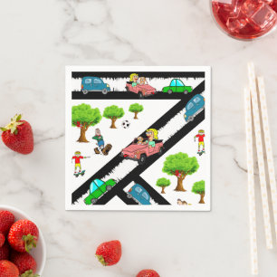 Serviette En Papier Papier serviettes, Park Trees voitures Chien servi