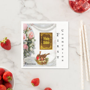 Serviette En Papier Papier serviettes, Première communion Sainte Bible