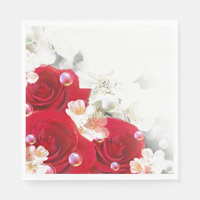 Serviette En Papier Papier serviettes-Roses rouges (Devant)