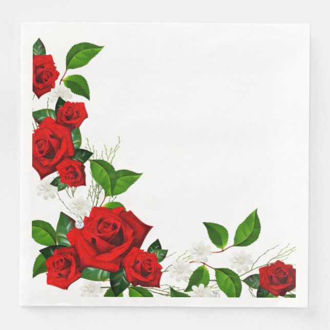 Serviette En Papier Papier serviettes-Roses rouges (Devant)