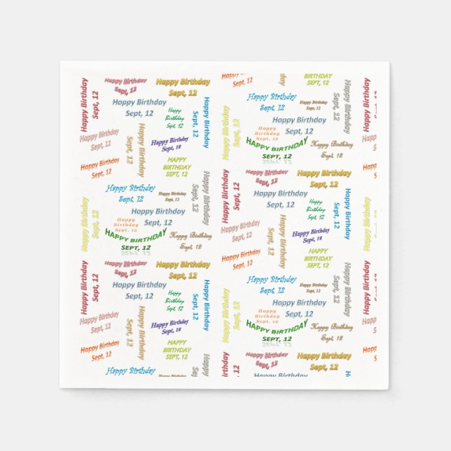 Serviette En Papier Papier serviettes Septembre, 12 Anniversaire (Devant)