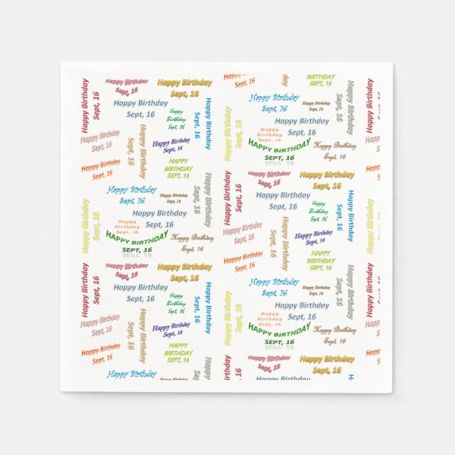Serviette En Papier Papier serviettes Septembre, 16 Anniversaire (Devant)