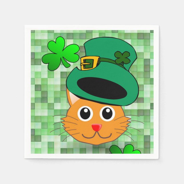 Serviette En Papier Papier serviettes St. Patrick's Day Chat (Devant)