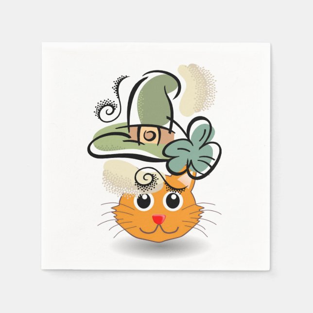 Serviette En Papier Papier serviettes St. Patrick's Day Chat (Devant)