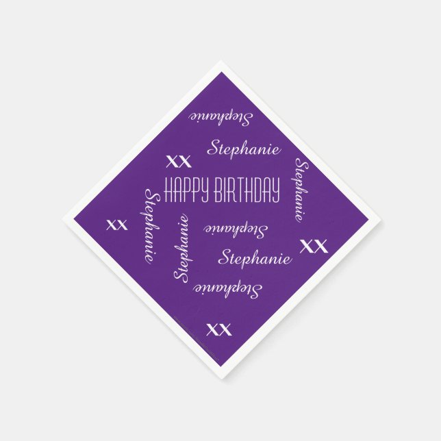 Serviette En Papier Papier serviettes violet Adulte Anniversaire Nom r (Coin)