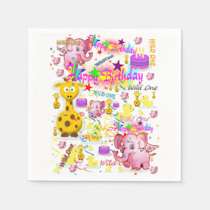 Serviette En Papier Papier serviettes Wild un premier anniversaire
