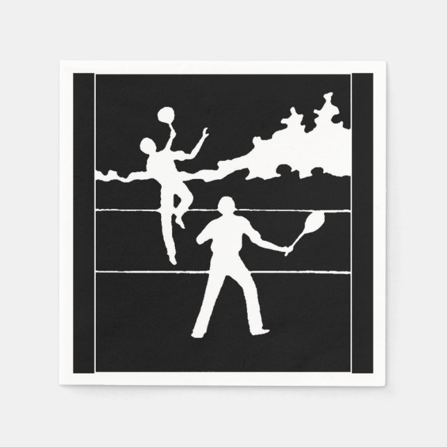 Serviette En Papier Papier Silhouette Retro Tennis (Devant)