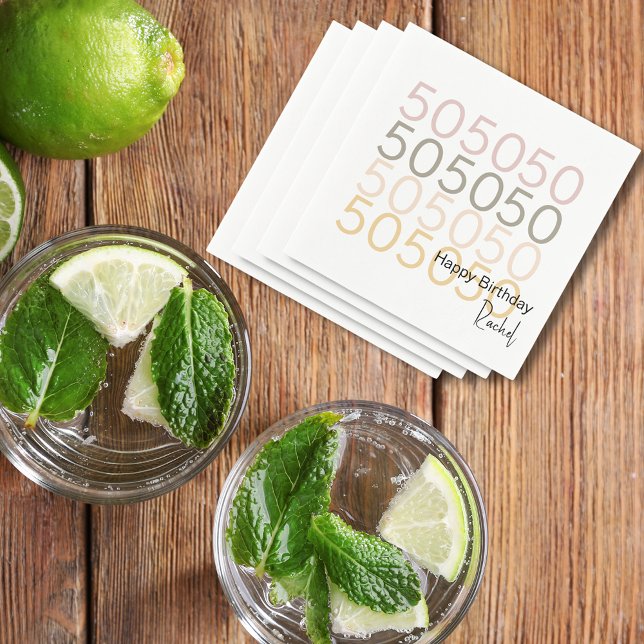 Serviette En Papier Papier simple moderne 50e anniversaire Napkin (Créateur téléchargé)