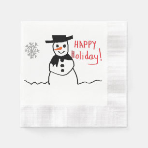 Serviette En Papier Papier Snowman Napkin