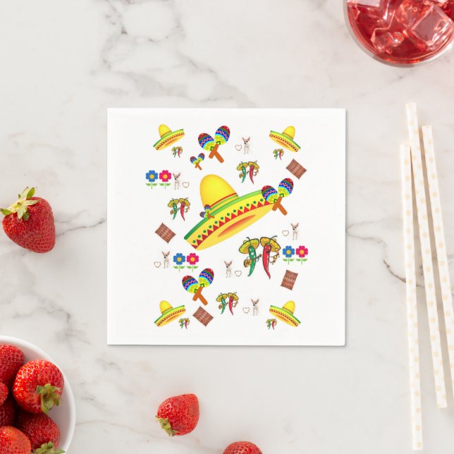 Serviette En Papier Papier, Sombrero Hot Peppers Floral (En situation)