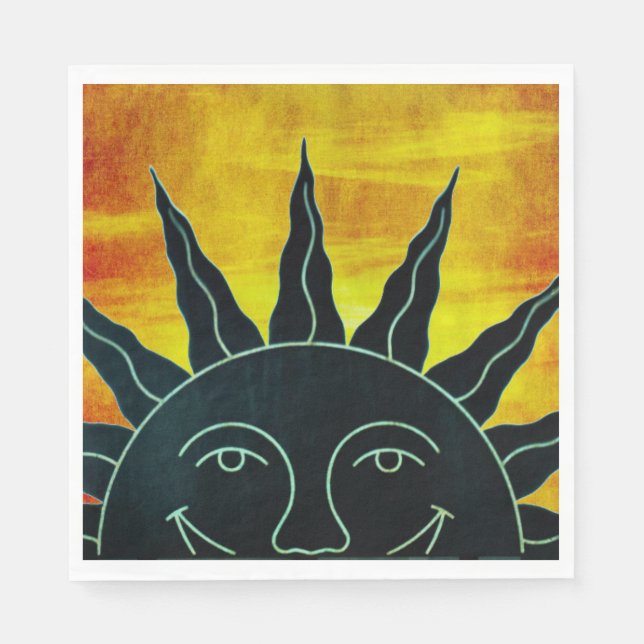 Serviette En Papier Papier Sun souriant Napkin (Devant)