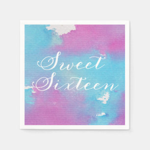 Serviette En Papier Papier Sweet sixteen d'aquarelle