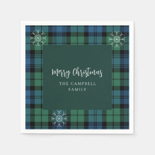 Serviette En Papier Papier Tartan Campbell Snowflakes Script Plaid