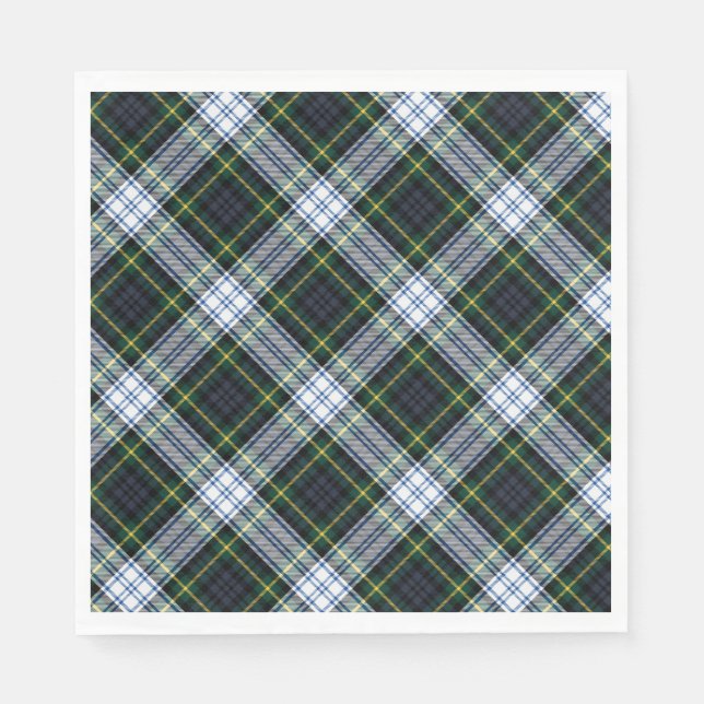 Serviette En Papier Papier Tartan Vert blanc Clan Rustique Plaid Gordo (Devant)