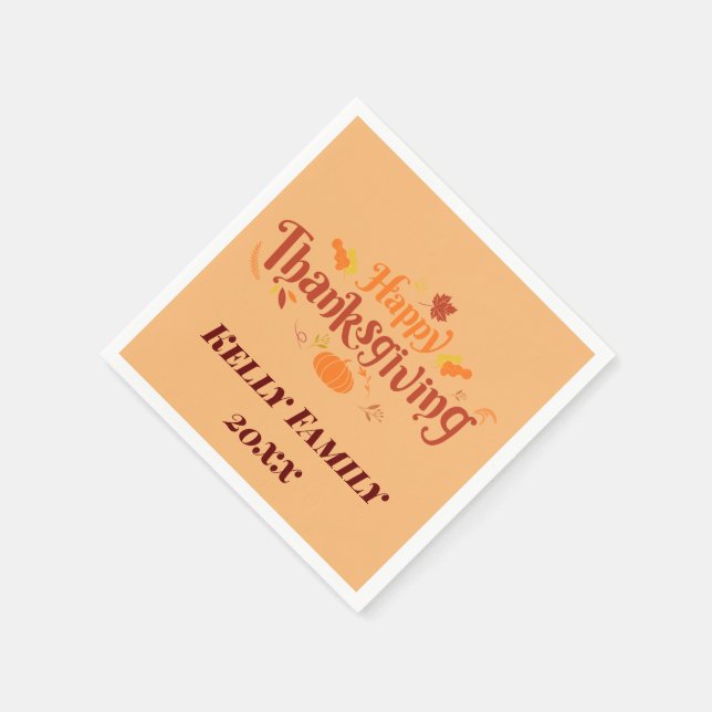 Serviette En Papier Papier Thanksgiving personnalisable Napkin (Coin)