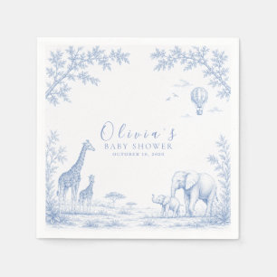Serviette En Papier Papier Toile De Jouy Safari Bleu Baby Shower
