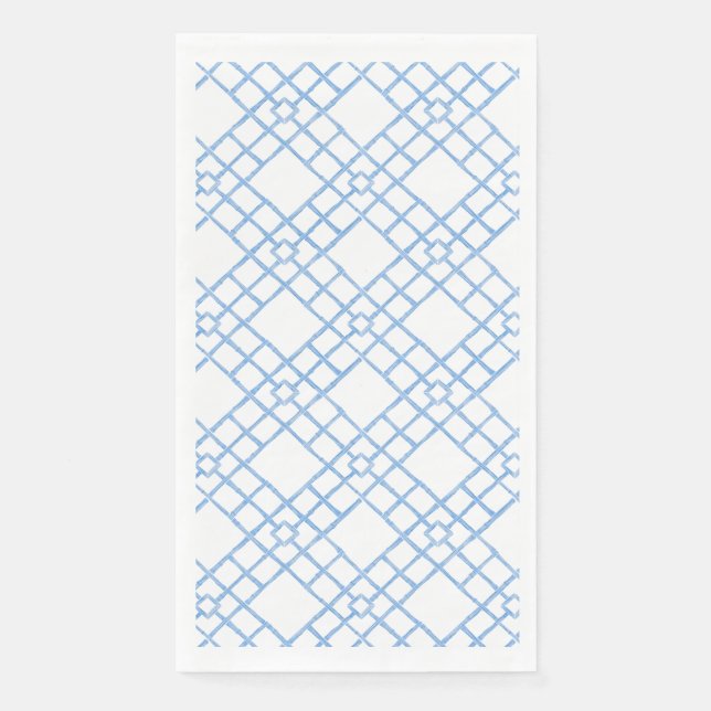 Serviette En Papier Papier treillis bambou bleu (Devant)