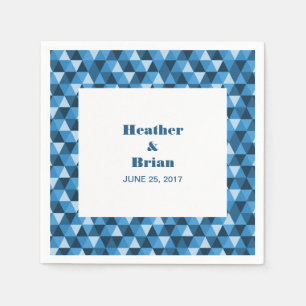 Serviette En Papier Papier triangles géométriques bleu
