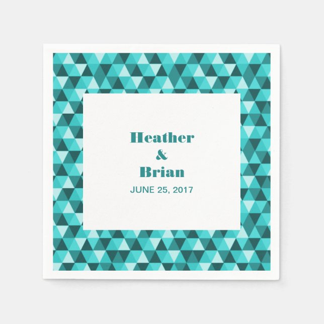 Serviette En Papier Papier triangles géométriques turquoises (Devant)