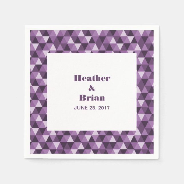 Serviette En Papier Papier Triangles géométriques violet (Devant)