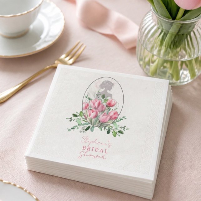 Serviette En Papier Papier Tulipe Rose pour Mariage (Créateur téléchargé)