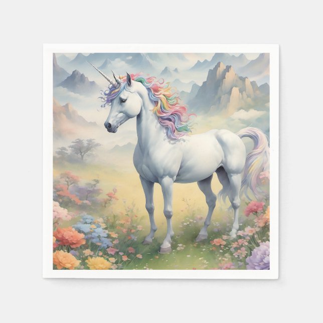Serviette En Papier Papier Unicorne Napkin (Devant)
