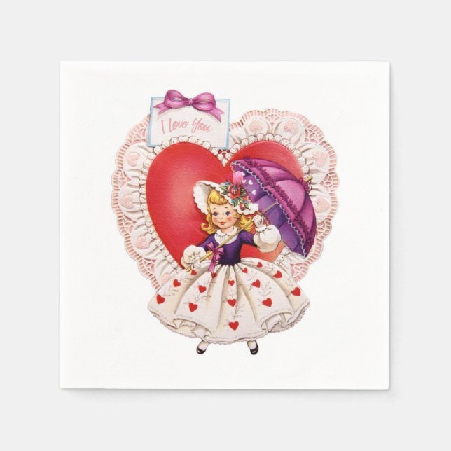 Serviette En Papier Papier Valentine vintage (Devant)