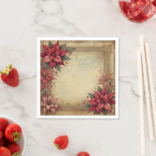 Serviette En Papier Papier vintage Poinsettia Frame Découpage