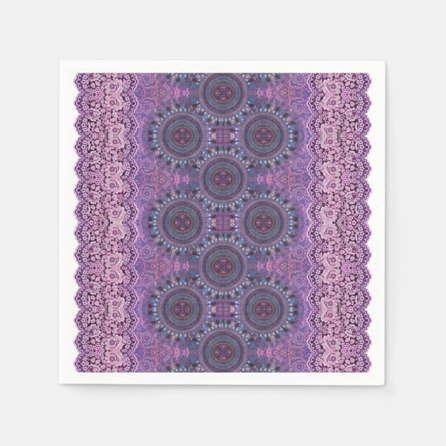 Serviette En Papier Papier violet style Boho Napkin (Devant)
