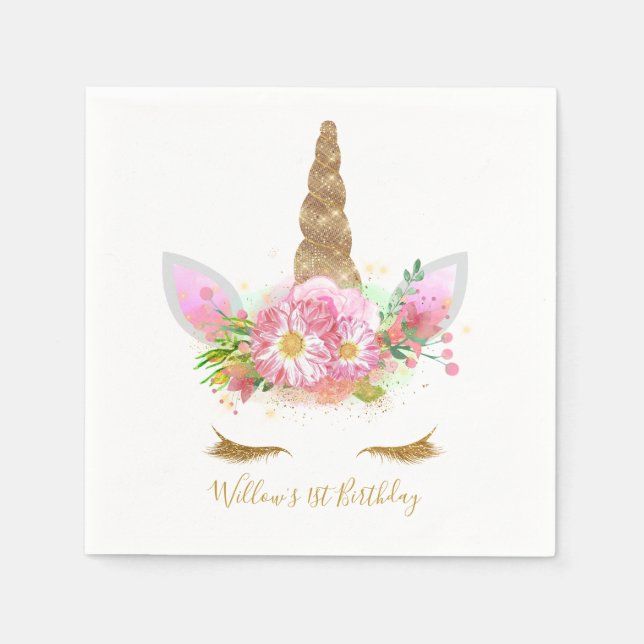 Serviette En Papier Papier visage Unicorne Napkin (Devant)