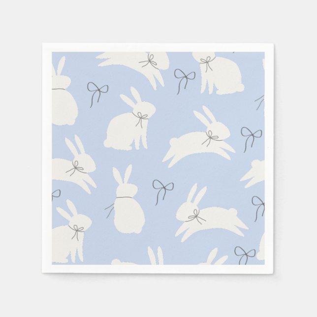 Serviette En Papier Papiers à papier lapin bleu clair de Pâques (Devant)