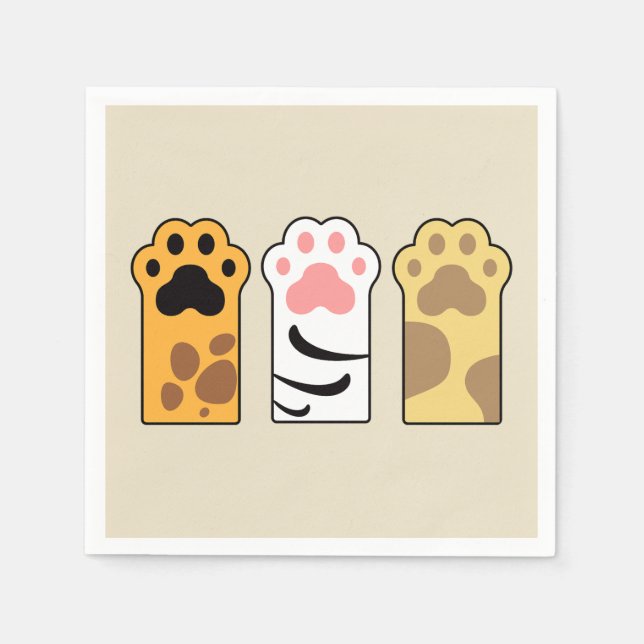 Serviette En Papier Papiers de chat colorés (Devant)