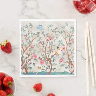 Serviette En Papier Papiers peints chinois avec oiseaux et arbres en f