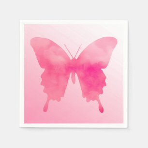 Serviette En Papier Papillon aquarelle - Fuchsia et rose