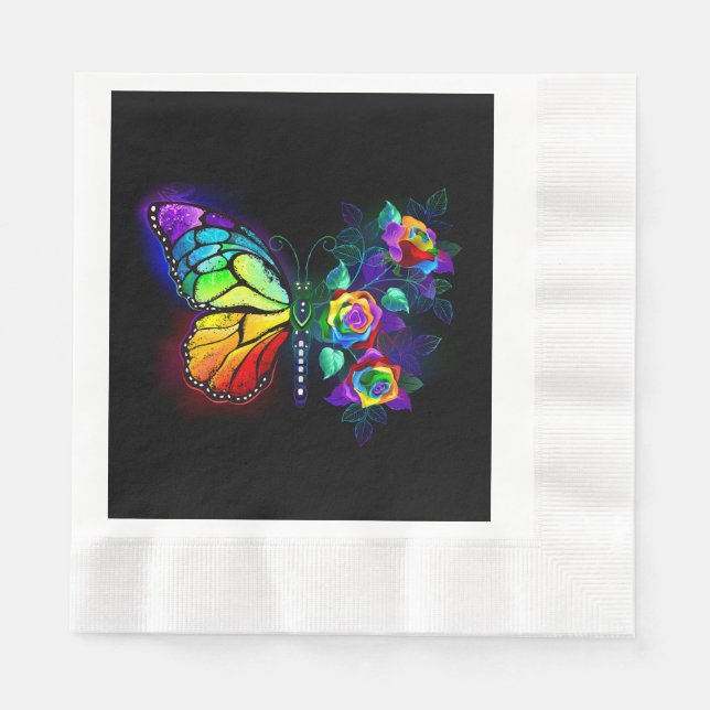 Serviette En Papier Papillon arc-en-ciel (Devant)