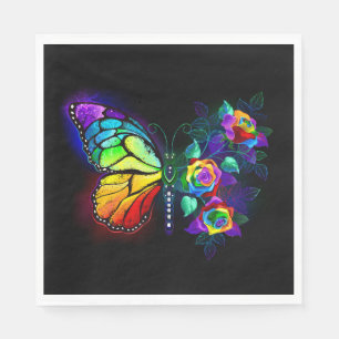 Serviette En Papier Papillon arc-en-ciel