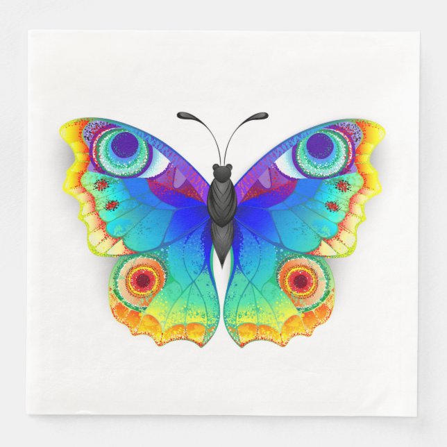Serviette En Papier Papillon Arc-en-ciel Paon Œil (Devant)