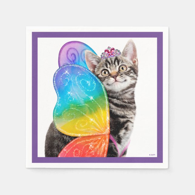 Serviette En Papier Papillon arc-en-ciel Princess Kitten (Devant)