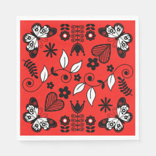 Serviette En Papier Papillon art populaire scandinave