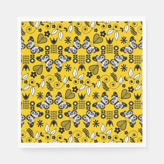 Serviette En Papier Papillon art populaire scandinave (Devant)