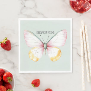 Serviette En Papier Papillon Blanc Jaune Rose Menthe Sarcelle