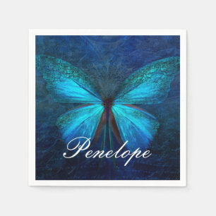 Serviette En Papier Papillon bleu de la joie et de la chance