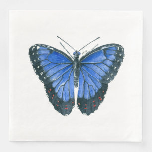 Serviette En Papier Papillon bleu Morpho aquarelle peinture