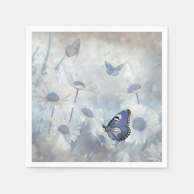 Serviette En Papier Papillon bleu Napkin (Devant)