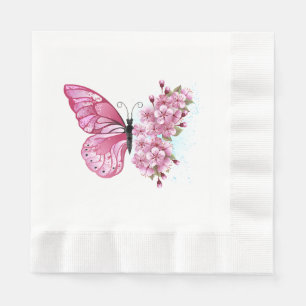 Serviette En Papier Papillon de fleurs avec Sakura rose