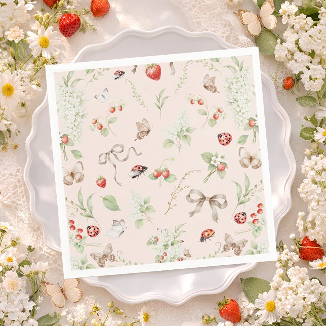 Serviette En Papier Papillon de fraise de fleur sauvage (Créateur téléchargé)