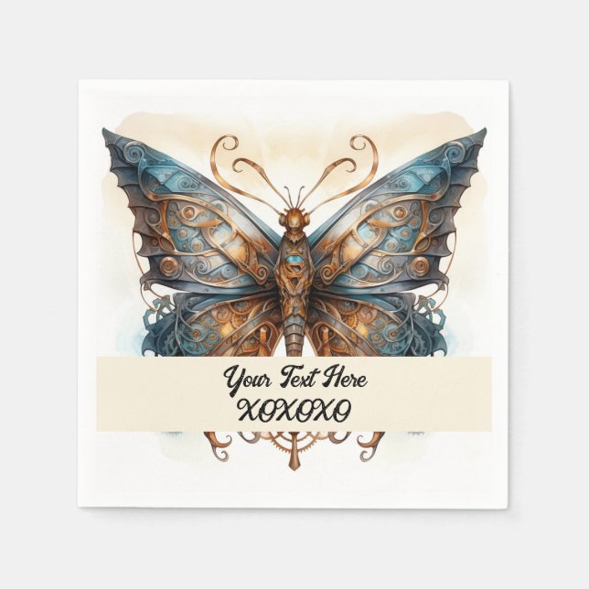 Serviette En Papier Papillon de la fête de Steampunk (Devant)
